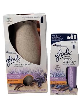 Glade Sense & Spray Auto Freshener Lavender & Vanilla NIB W/ Extra Refill NIB